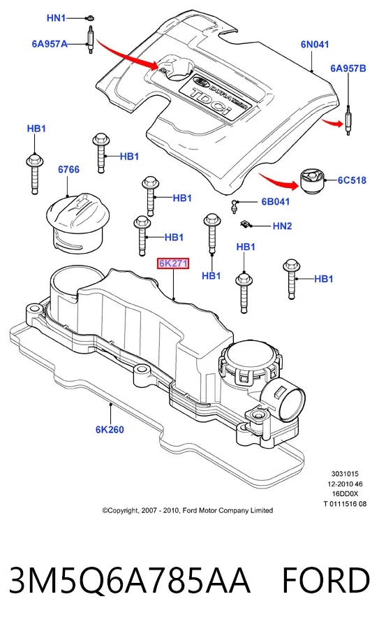 Tampa de válvulas 3M5Q6A785AA Ford