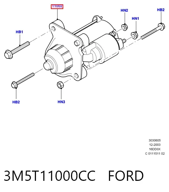 Motor de arranco 3M5T11000CC Ford