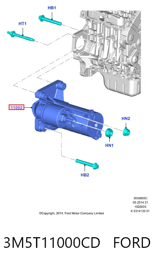 Motor de arranco 3M5T11000CD Ford