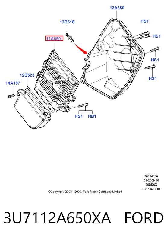 Módulo de direção (Centralina eletrônica) de motor 3U7112A650XA Ford