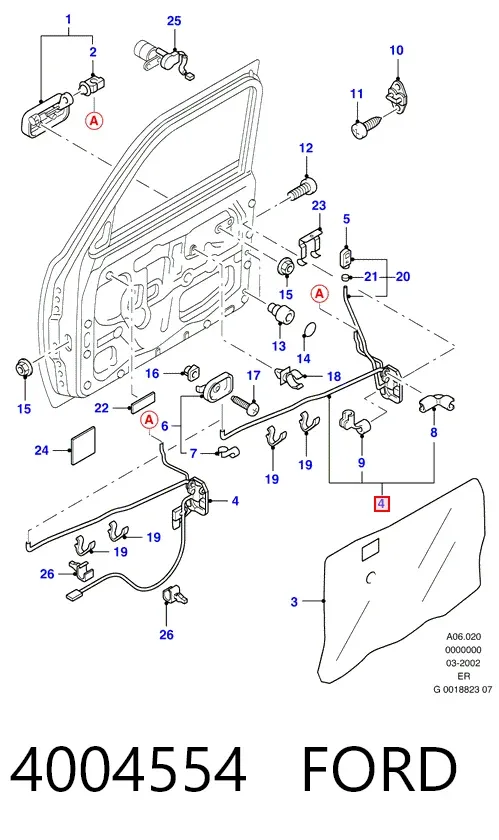Fecho da porta dianteira direita 4004554 Ford