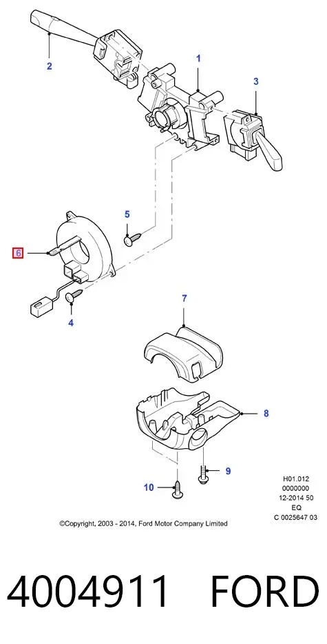 Anel AIRBAG de contato, cabo plano do volante 4004911 Ford