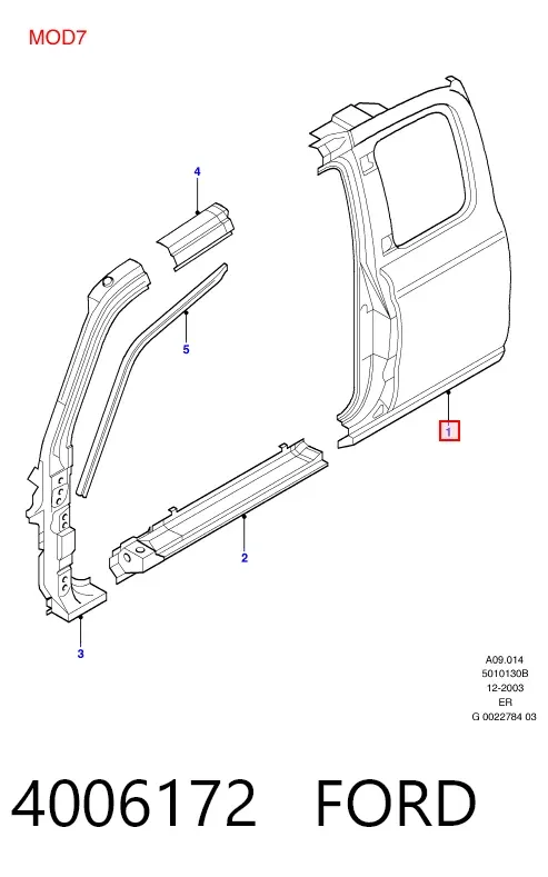 Coluna traseira direita da carroceria 4006172 Ford
