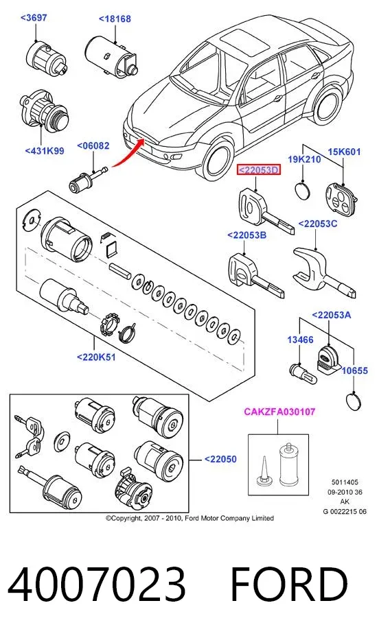 Chave lingote 4007023 Ford