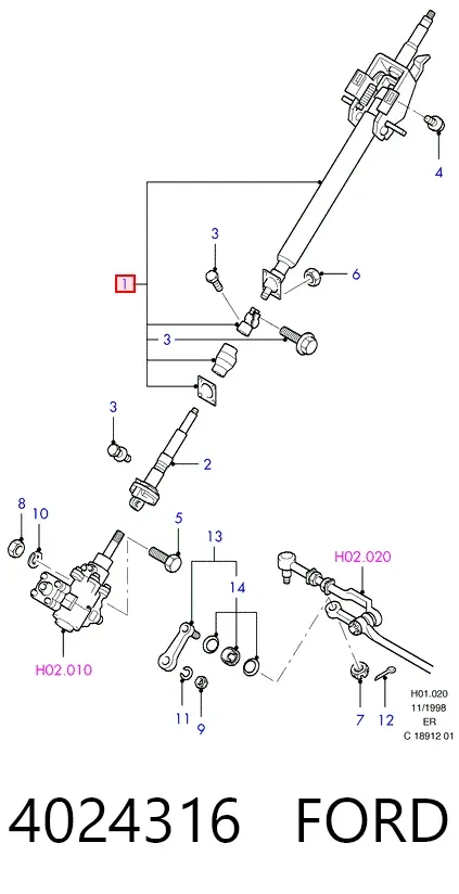 Coluna da direção Ford Ranger ER