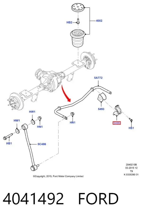 Pino moente (extremidade do eixo) traseiro 4041492 Ford