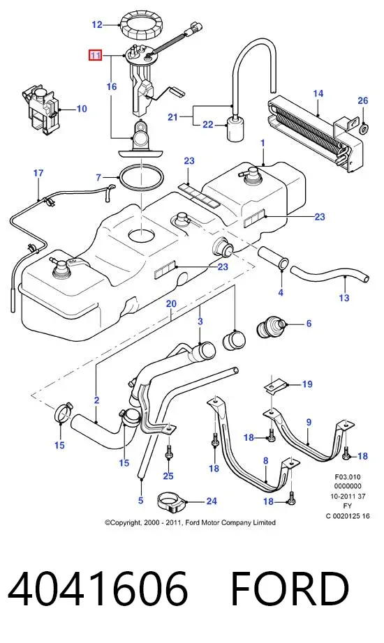 Sensor do nível de combustível no tanque 4041606 Ford
