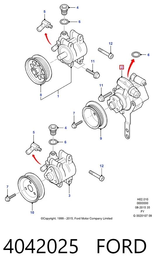 Bomba da Direção hidrâulica assistida 4042025 Ford