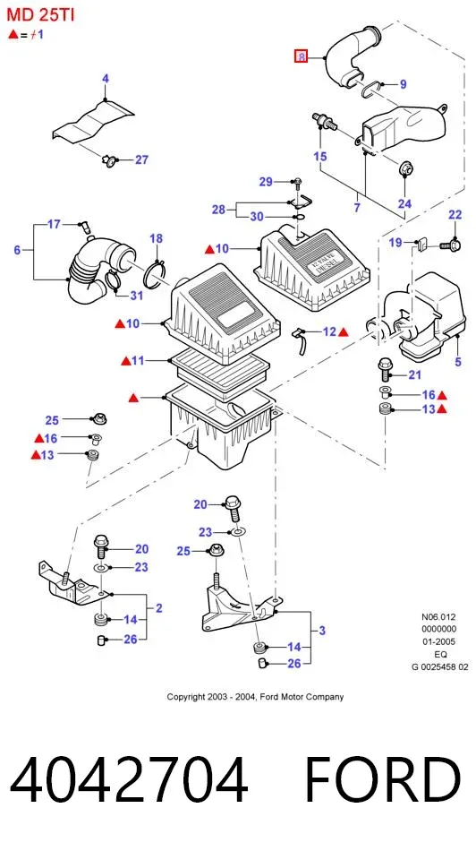 Cano derivado de ar, entrada no ressonador 4042704 Ford