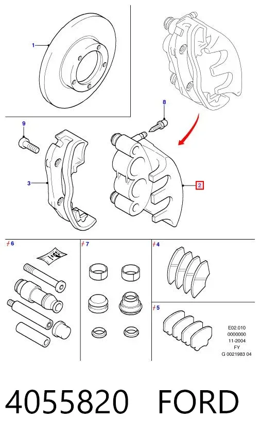 Suporte do freio dianteiro esquerdo 4055820 Ford