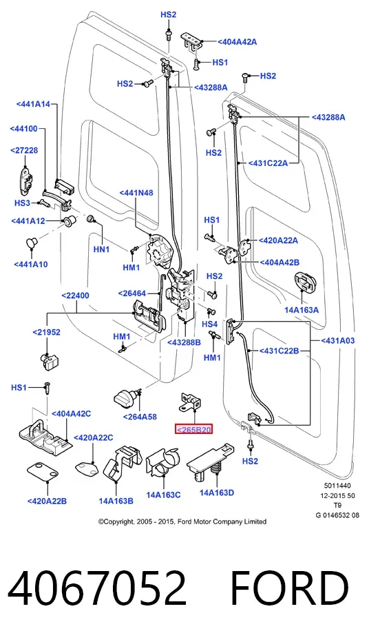 Gozno esquerdo inferior da porta traseira (batente) 4067052 Ford