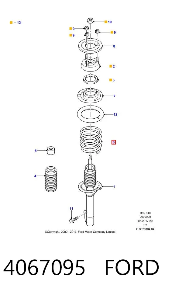 Mola dianteira 4067095 Ford