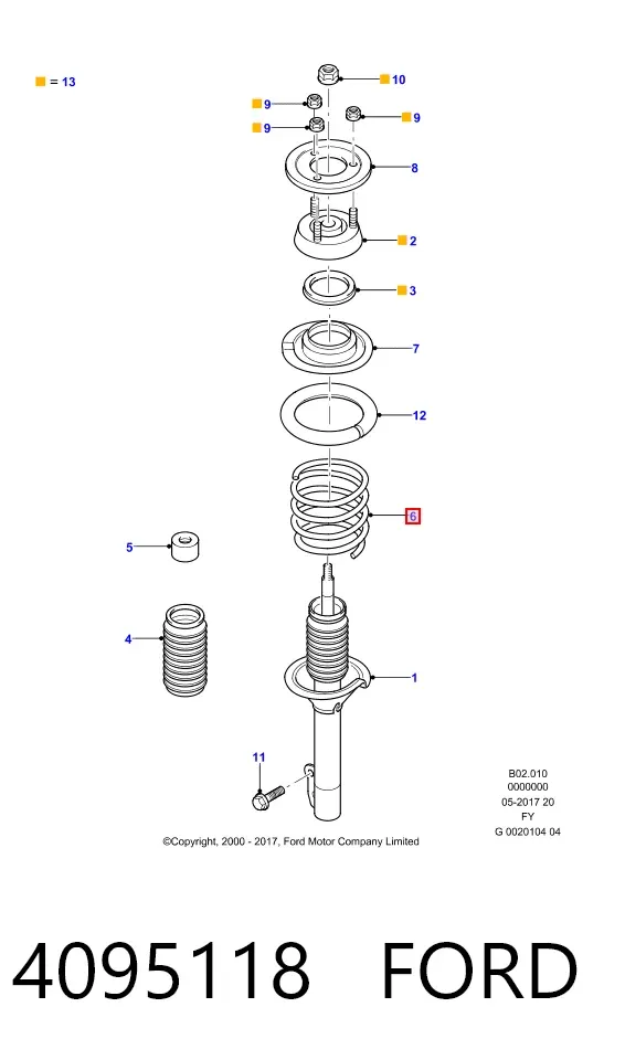 Mola dianteira 4095118 Ford