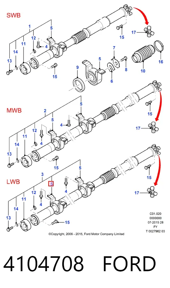 Rolamento suspenso da junta universal 4104708 Ford