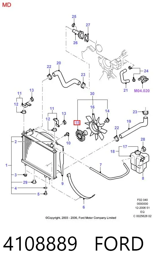 Acoplamento viscoso de ventilador de esfriamento 4108889 Ford