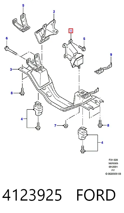 Coxim (suporte) esquerdo de motor 4123925 Ford
