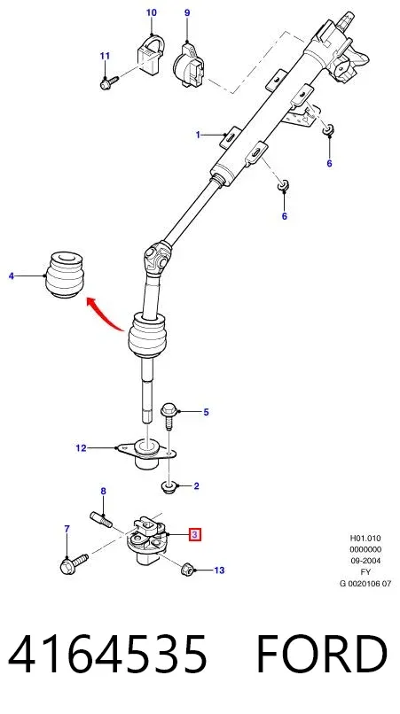 Veio da coluna de direção inferior 4164535 Ford