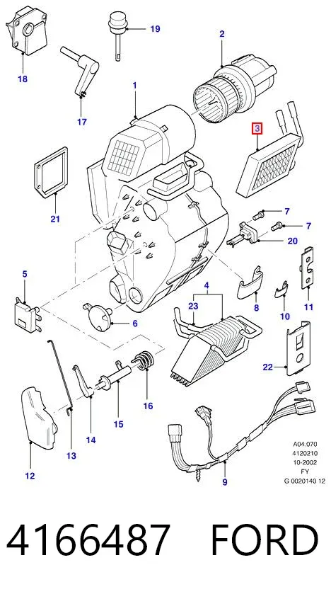 Radiador de forno (de aquecedor) 4166487 Ford