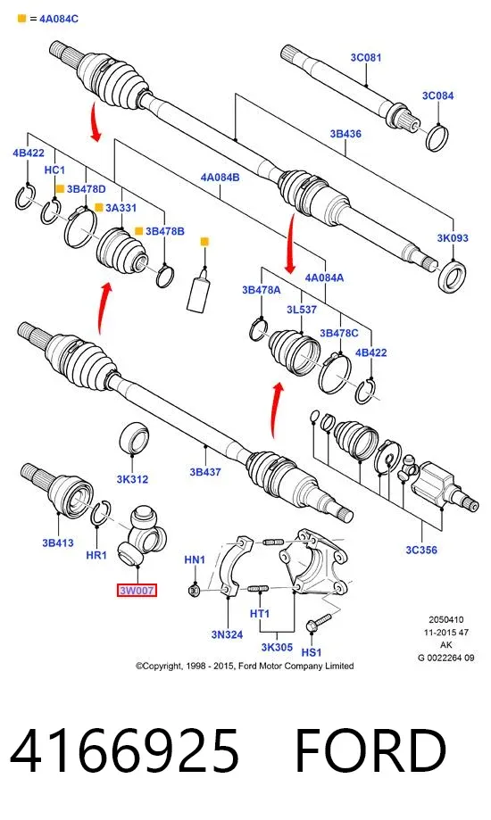 Junta homocinética interna, tripé 4166925 Ford