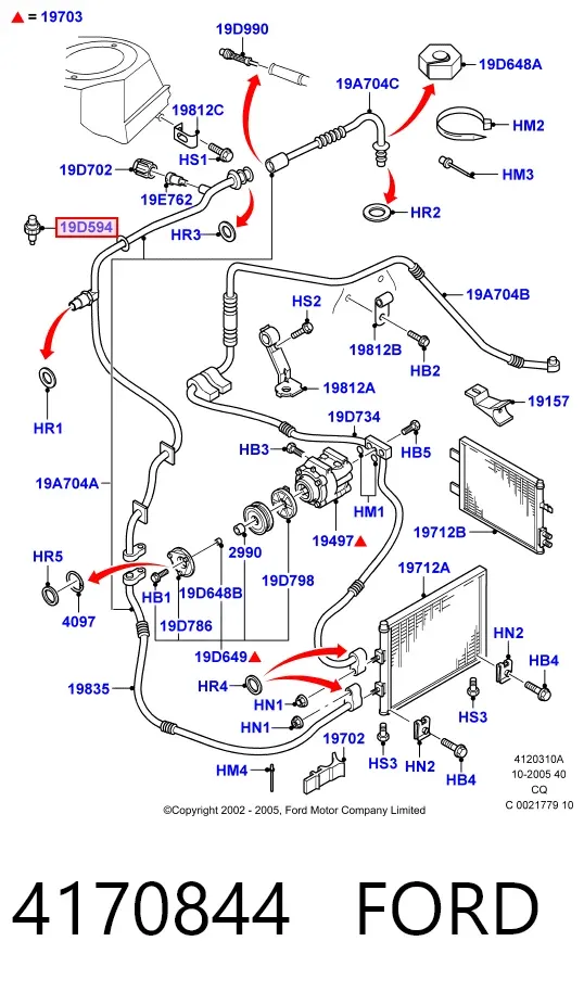 Sensor de pressão absoluta de aparelho de ar condicionado 4170844 Ford