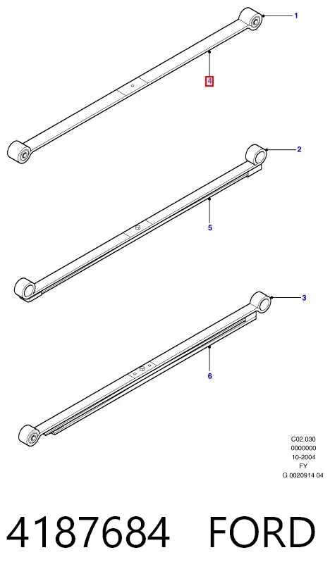 Suspensão de lâminas traseiro 4187684 Ford