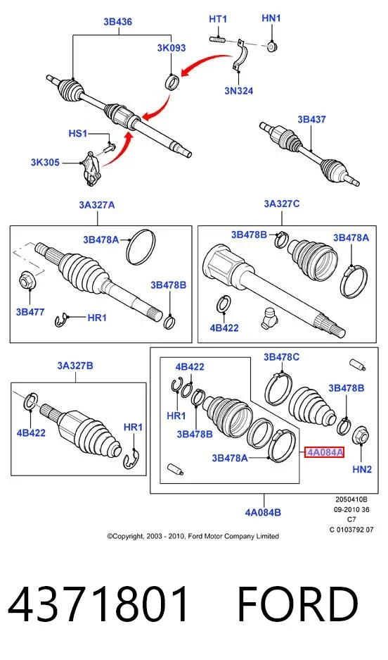 Bota de proteção interna de junta homocinética do semieixo dianteiro 4371801 Ford