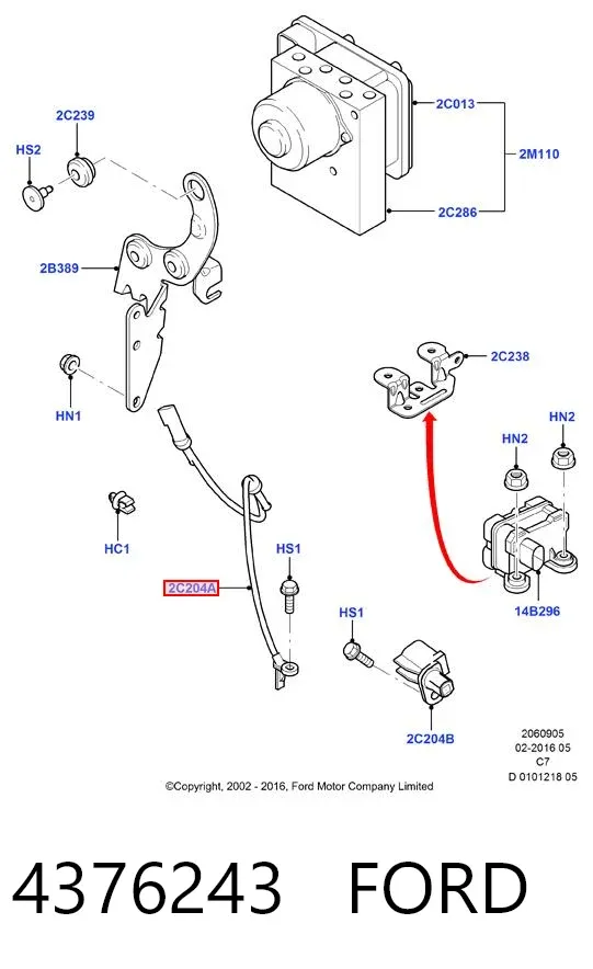Sensor dianteiro de ABS 4376243 Ford