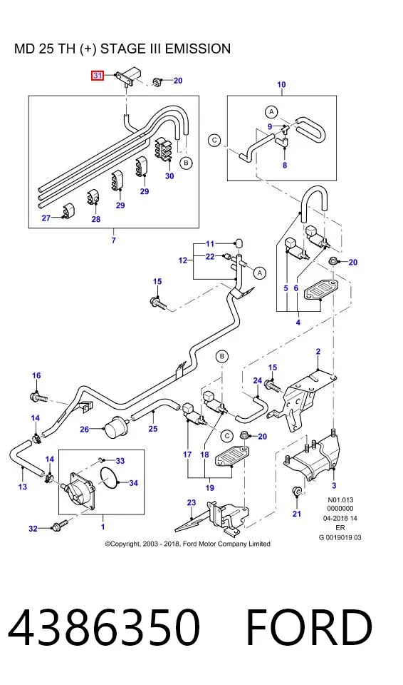 Sensor de pressão de supercompressão 4386350 Ford