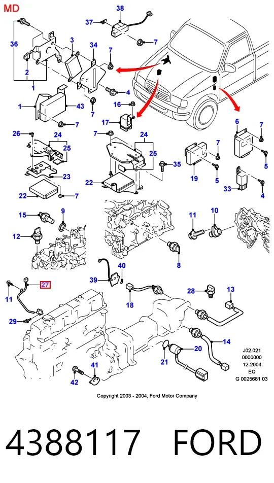 Sensor de posição (de revoluções) de cambota 4388117 Ford