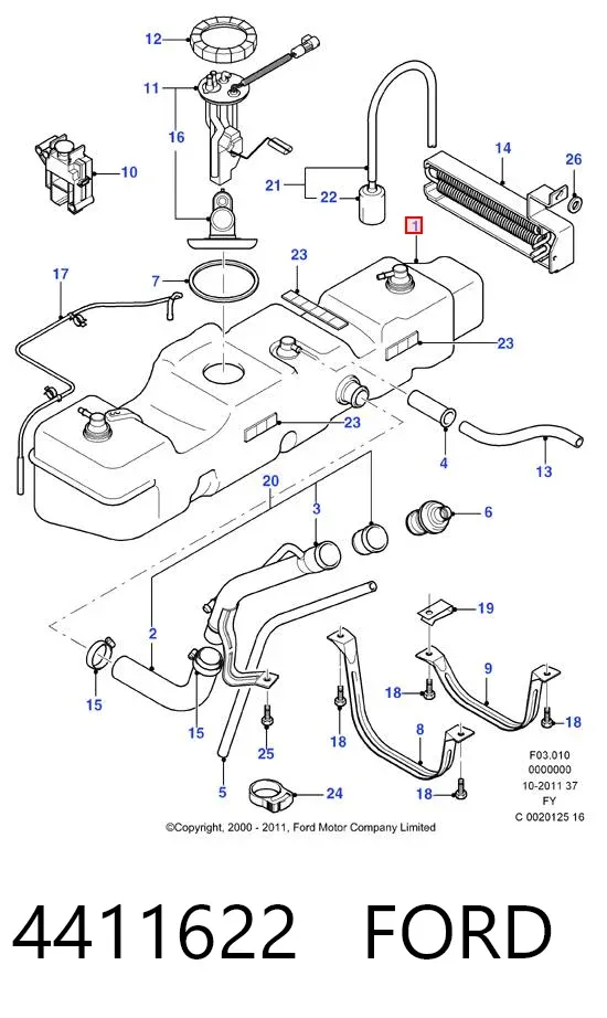 Tanque de combustível 4411622 Ford
