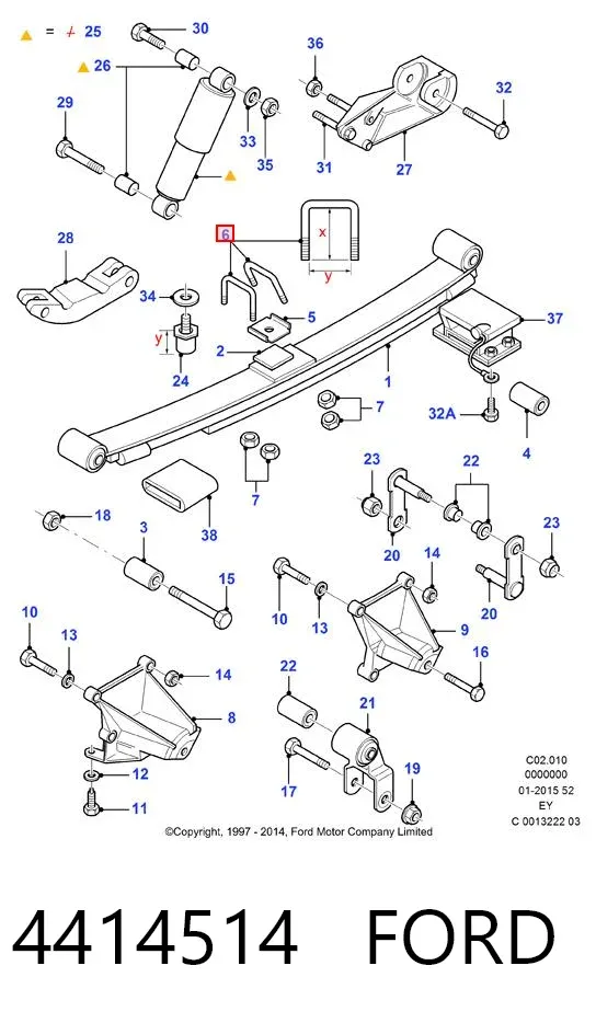 Estribo da suspensão de lâminas 4414514 Ford