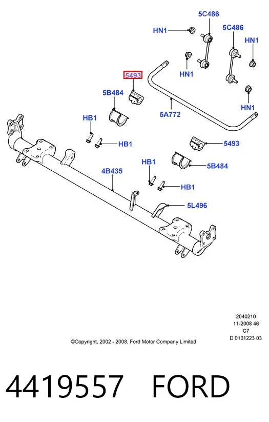 Bucha de estabilizador traseiro 4419557 Ford
