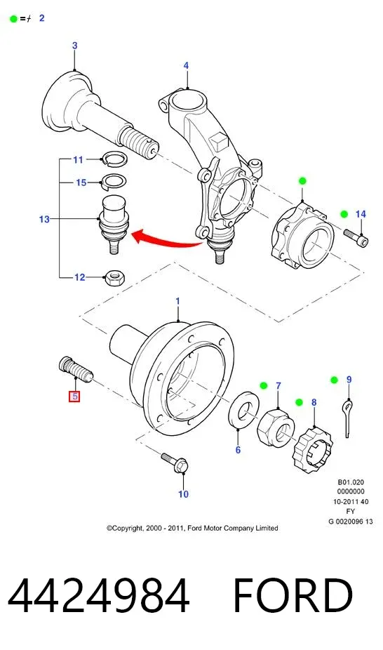 Prego de roda dianteiro 4424984 Ford