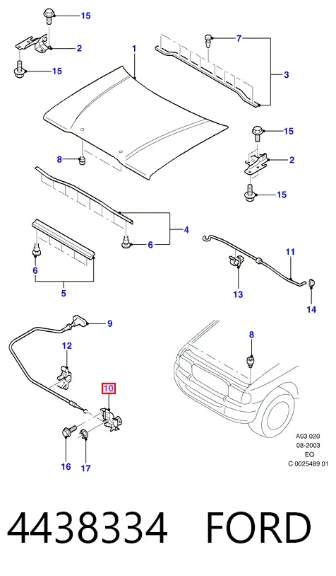 Fecho da capota Ford Ranger EQ