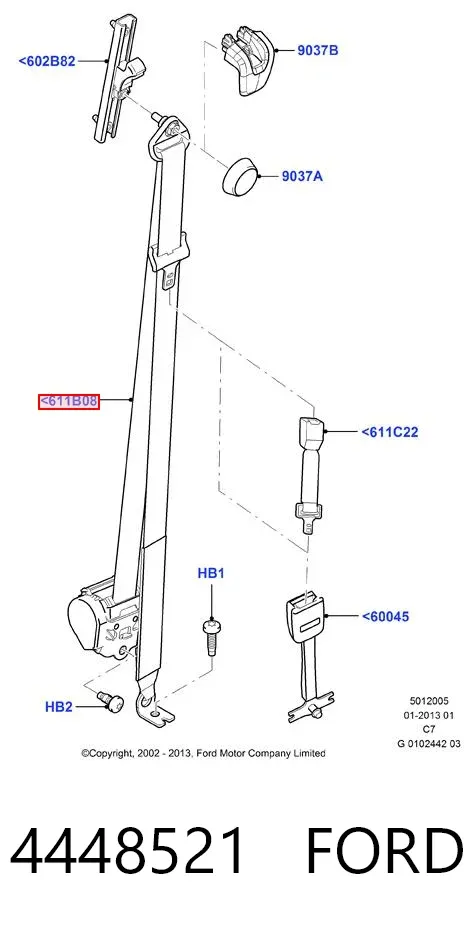 Correia de segurança dianteira direita 4448521 Ford