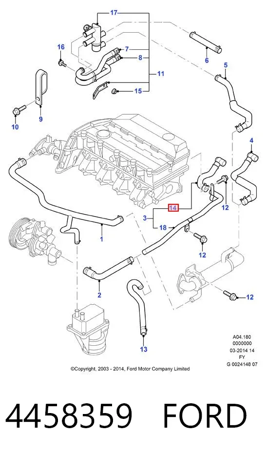 Mangueira do radiador de aquecedor (de forno), linha de combustível de retorno 4458359 Ford