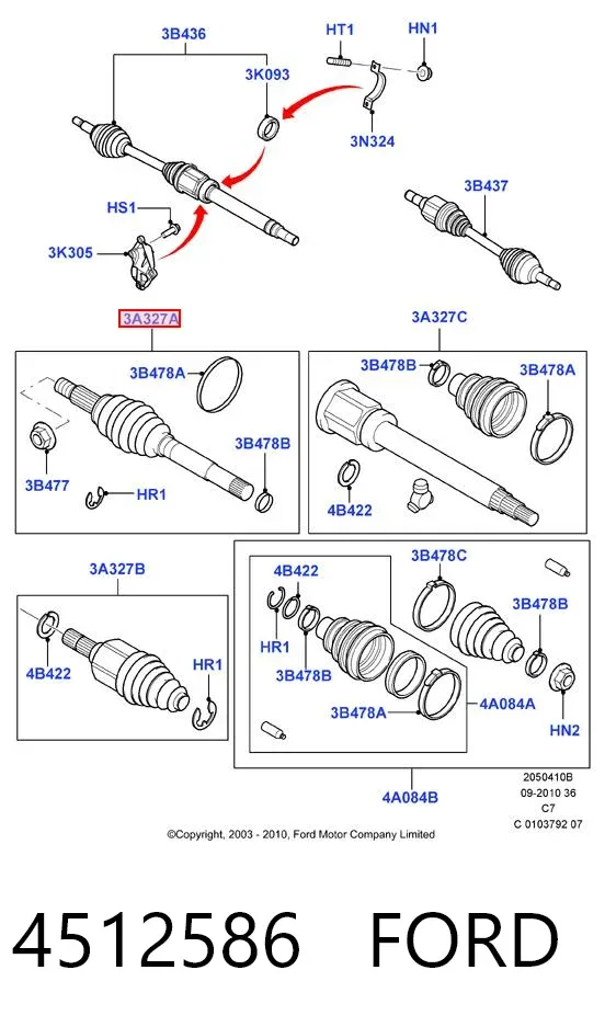 Junta homocinética externa dianteira 4512586 Ford