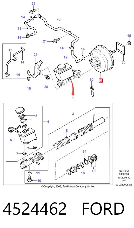 Reforçador dos freios a vácuo 4524462 Ford