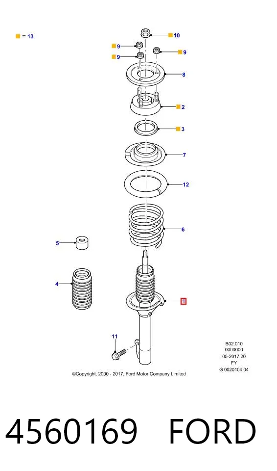 Amortecedor dianteiro 4560169 Ford