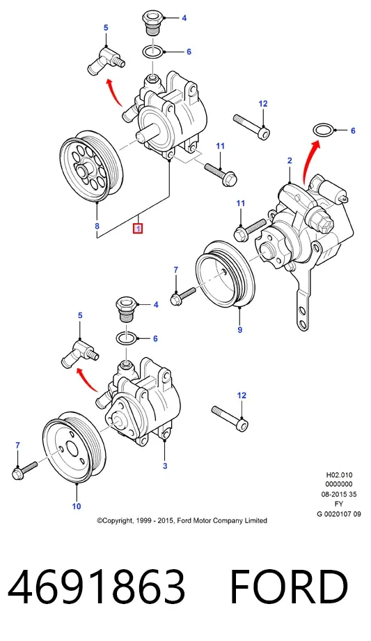 Bomba da Direção hidrâulica assistida 4691863 Ford