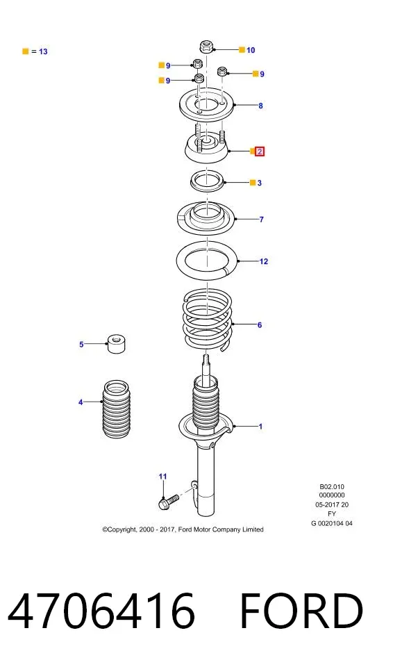Suporte de amortecedor dianteiro 4706416 Ford