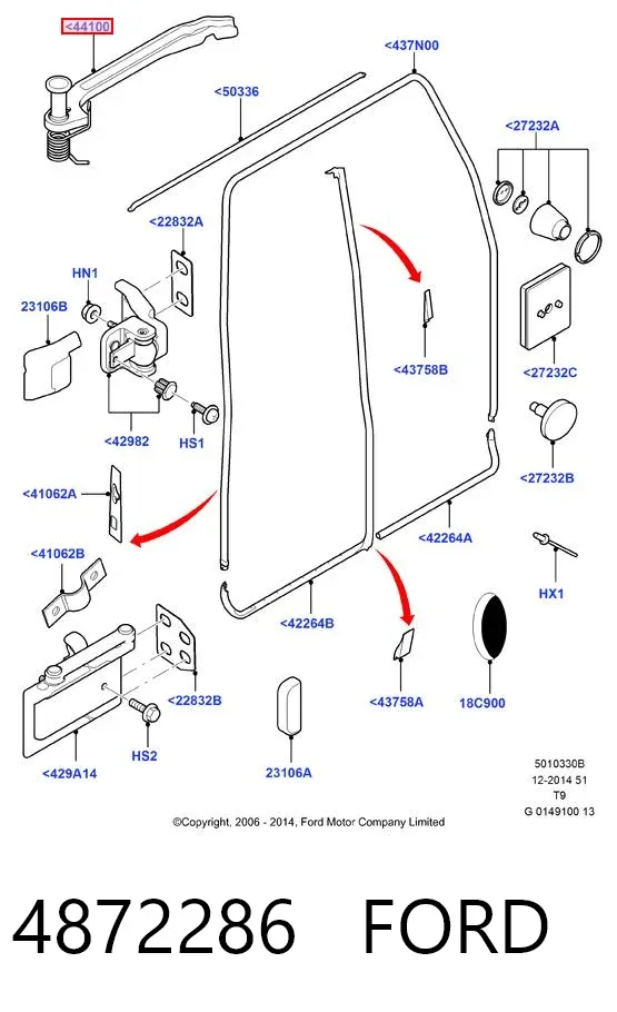 Limitador traseiro direito de abertura de porta 4872286 Ford