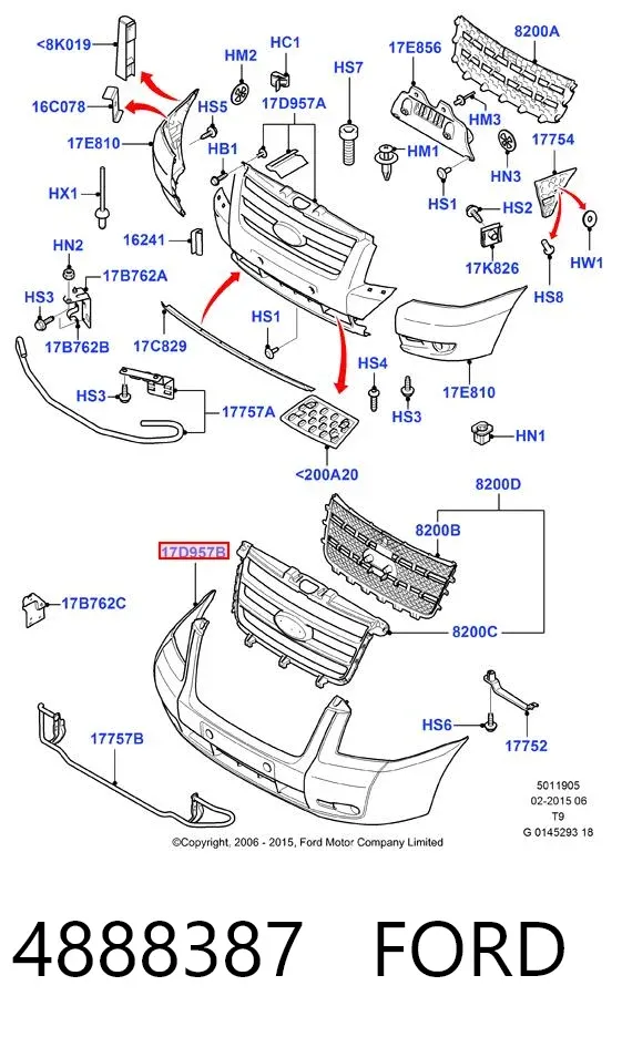 Pára-choque dianteiro 4888387 Ford