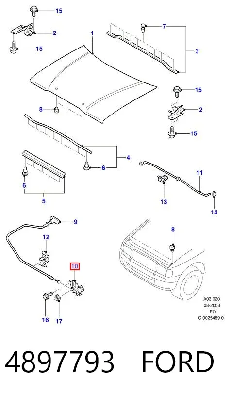 Fecho da capota Ford Ranger EQ