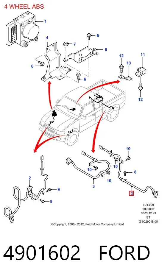 Sensor ABS traseiro direito 4901602 Ford