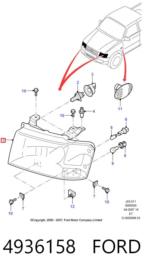 Luz esquerda 4936158 Ford