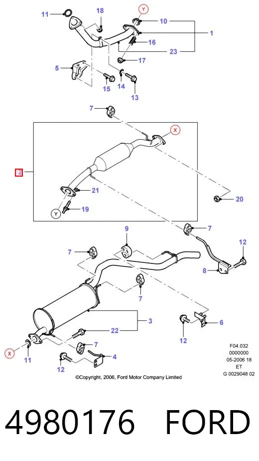 Convertidor - catalisador 4980176 Ford