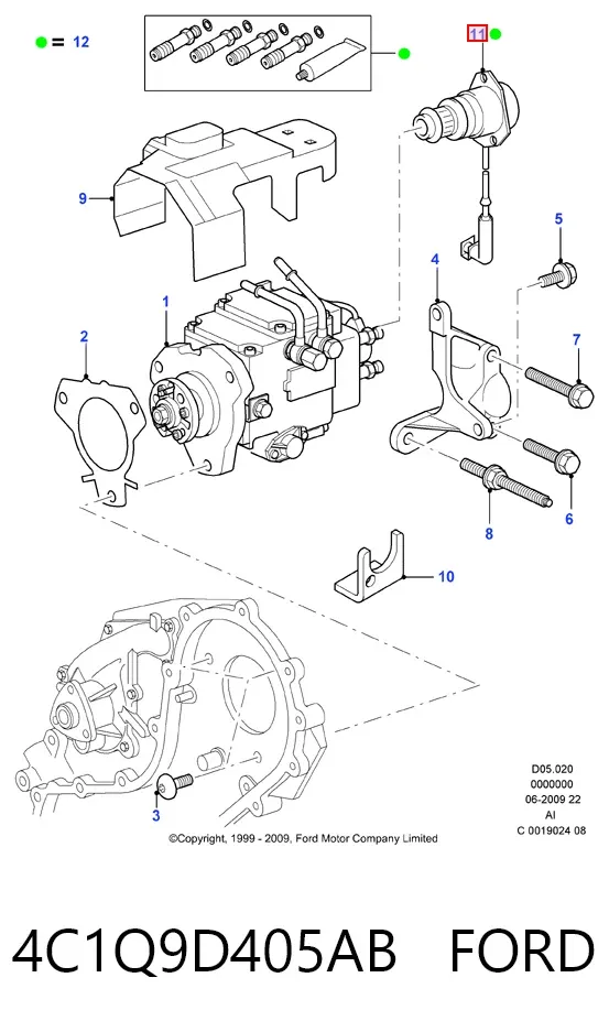 Válvula de regulação de pressão (válvula de redução da Bomba de Combustível de Pressão Alta) Common-Rail-System 4C1Q9D405AB Ford
