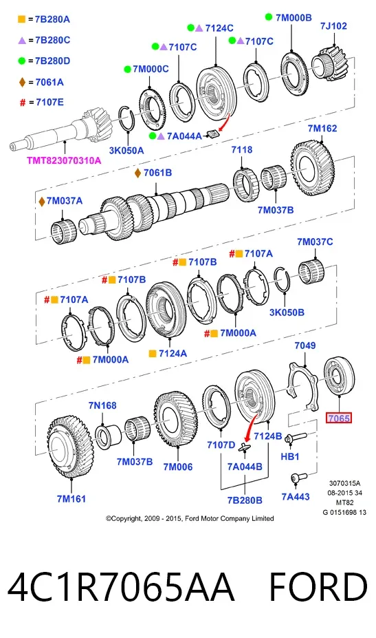 Rolamento da árvore secundária da Caixa de Mudança 4C1R7065AA Ford