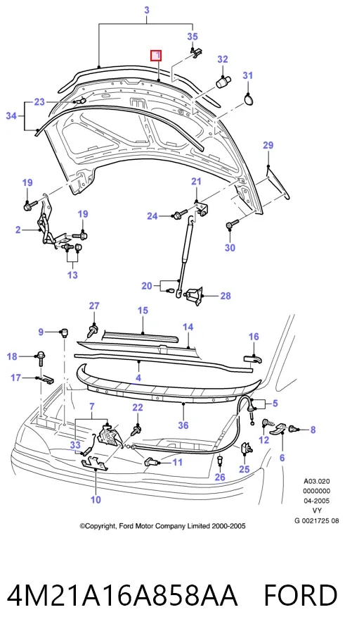 Capota 4M21A16A858AA Ford